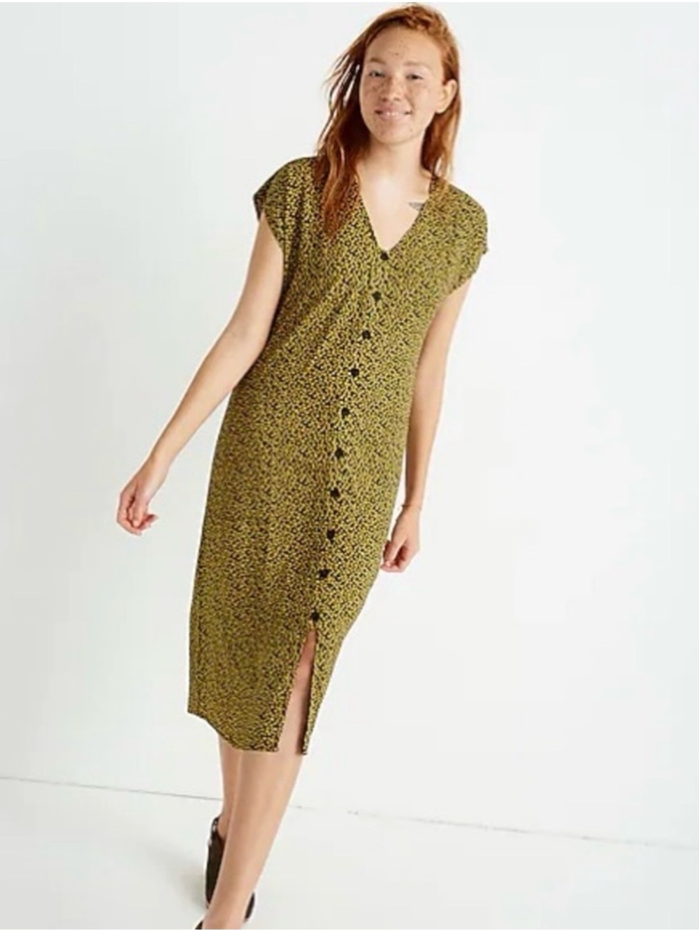 Madewell Easy Midi Dress Bitsy Dainty Floral XS Cottagecore Button Up Modest